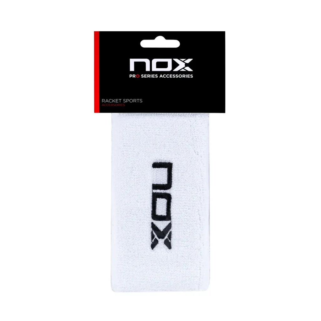 Wristband Nox Long Alb, Logo Negru, Set 2 buc